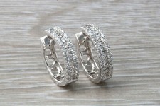 Over One carat Very Dressy Three rows Diamond set 18ct White Gold Earrings