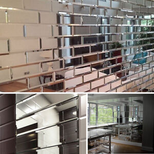 Details About 22pcs Clear Mirrored Bevelled Wall Tiles Mirror Brick Perfect For Home Decor Uk