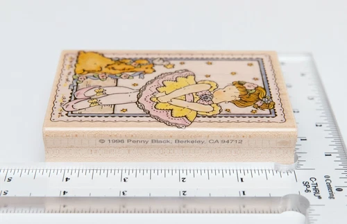 Vintage Penny Black Rubber Stamp Opening Night Girl Ballet Dancer Dog New - Picture 5 of 6