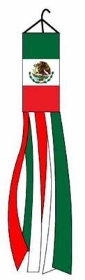 ''MEXICO'' Windsock Super Shiny polyester 5ft wind sock Latin UN Mexican flag