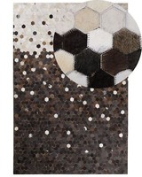 Teppich Leder Beige/Braun Mosaik 140 X 200 Cm Eyim
