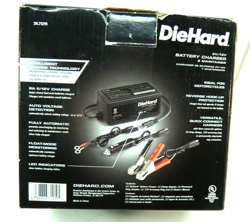 DieHard 6v/12v Battery Charger & Maintainer 2 Amp Fully Automatic 28.