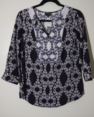 The Limited Women's NEW Navy Light Pink Printed 3/4 Sleeve Blouse, Size Small.