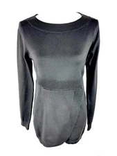 Tulle Womens Tunic Dress Sz S/M Gray Boatneck Long Sleeve Sweater Assymetric Hem