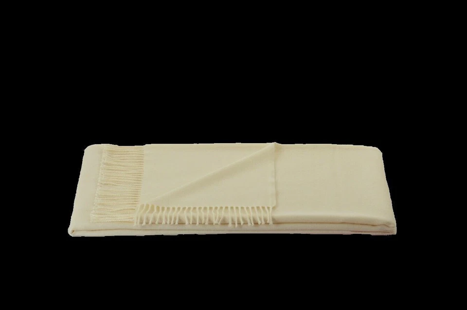 Kuscheldecke einfarbig Wohlfühldecke 100%flauschige Lammwolle weich Fransen edel - Bild 4 von 4