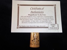 SYCAMORE WOOD THIMBLE JOHN URWIN + CERTIFICATE RELEASE OF JACKIE MANN LTD ED