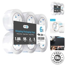 6 Rolls Clear Packing Tape, Heavy Duty  Odor-Free, for All Your Sealing Needs