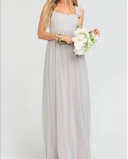 Show Me Your Mumu Weddings June Maxi Dress Dove Grey Chiffon Size Small
