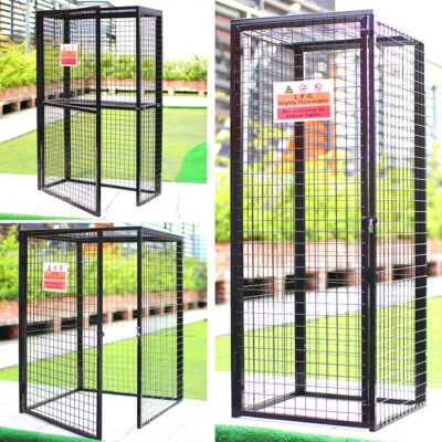 EASYSHOPPING Black Collapsible Cylinder Bottle Cage Gas Bottle Storage Galvanised Steel Cage
