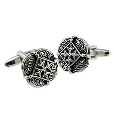 Black & Silver Gothic Style Cross in Diamond Cufflinks in a Box X2AJ629