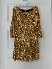 Sparkly gold sequined girls' Weissman jazz/contemporary dance dress; size LC