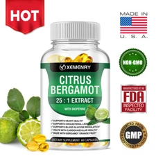 Citrus Bergamot 1500mg - 25:1 Extract, Organic Cholesterol Supplements 60pcs