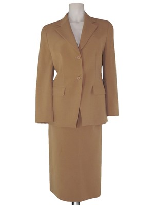 Divina Komplett Anzug Frau Größe 42 Medium Jacke Rock Beige Elegant