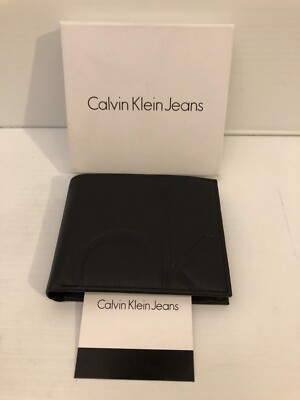 Calvin Klein Jeans Men's Faux Leather Bi-Fold Wallet w/ gift box