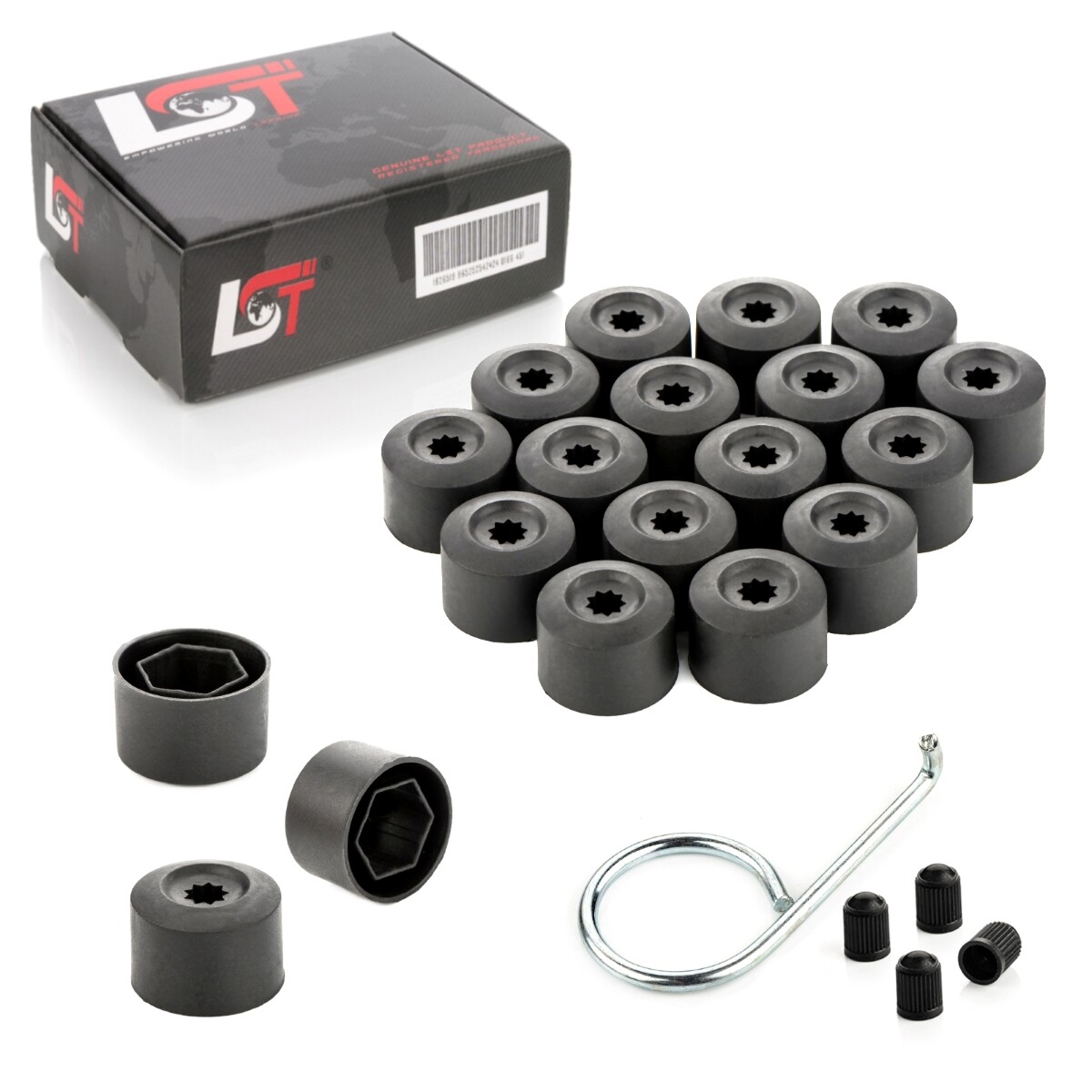 20X Wheel Nut Caps Black 17 Mm For MERCEDES-BENZ