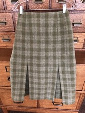 Vtg Pure Wool Woven Scotland Green Tartan Plaid Tweed Ladies Pencil Skirt Sz 4-6