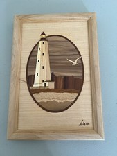 Hudson River Wood Inlay Jeff Nelson Sandy Hook Lighthouse 95 7  X 10  