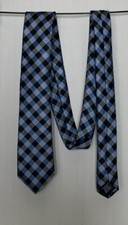 Nautica Mens Necktie Polyester Blue Plaid Length 57  