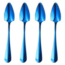4er Set Edelstahl Grapefruitl&ouml;ffel mit gezackter Kante f&uuml;r Blue,Besteck