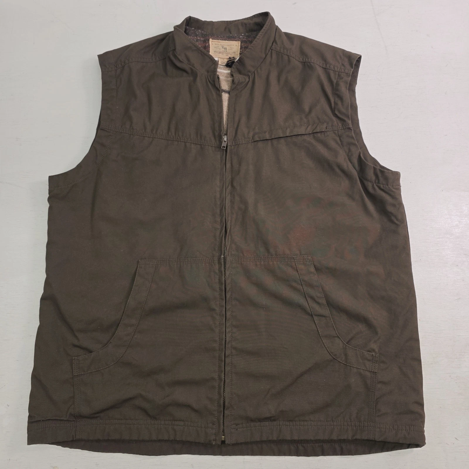 Bass Pro Red Head Ranch Chore Vest Outdoor Utility Workwear Cotton Wool Lined L