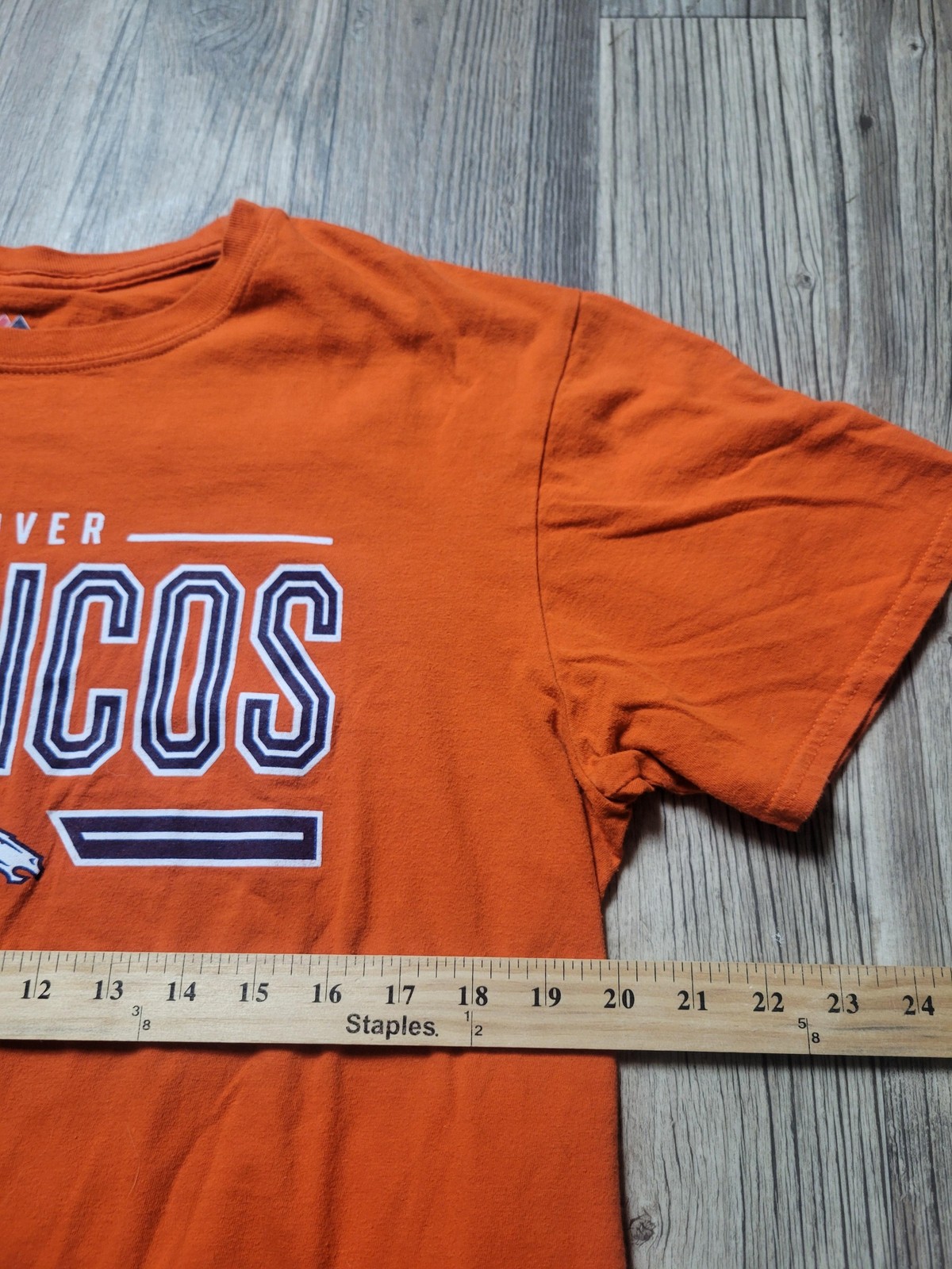 Denver Broncos Shirt Mens Large Orange NFL Football Majestic Cotton Short Sleeve