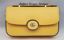 Gucci Petite GG Mini Shoulder Bag Yellow Leather Crossbody Handbag Rare MSRP