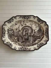 Wedgewood  X Williams Sonoma Brown Transferware His Majesty Turkey Platter 20”