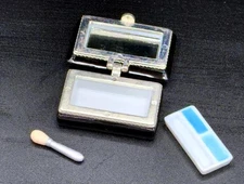 PHB Porcelain Hinged Trinket Box Eyeshadow Compact w/ Mini Applicator & Mirror
