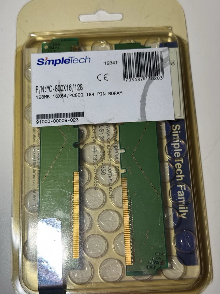SimpleTech PC800 184-pin “RAMBUS” RDRAM High Speed Memory Upgrade  128MB  - Image 2 of 3
