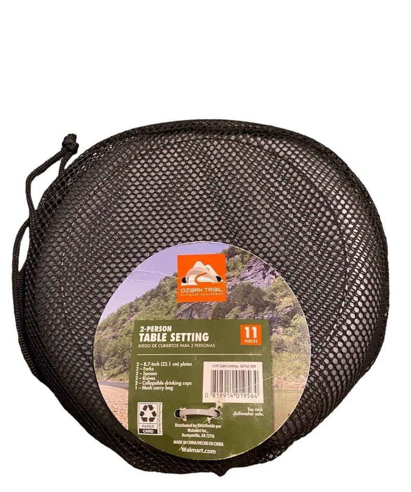 Table Set 2 Person Camp Table Setting Collapsible Cup Ozark Trail Scouts Camping - Image 3 of 4