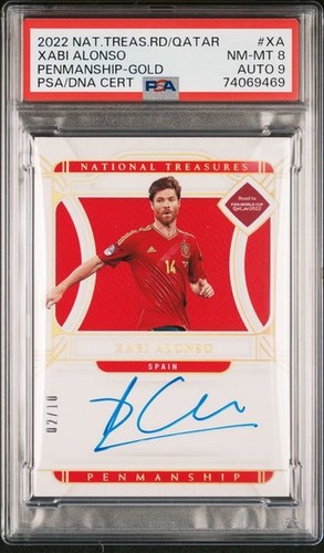2022 National Treasures Xabi Alonso Penmanship Gold Auto /10 PSA 8 Auto 9