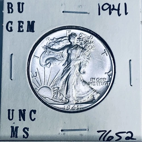 1941 BU GEM LIBERTY WALKING SILVER HALF UNC MS+++ U.S. MINT RARE COIN 7652