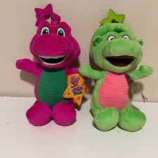 Fisher-Price Barney  Baby Bop 8in Plush Barney's World Kids Purple Green NEW