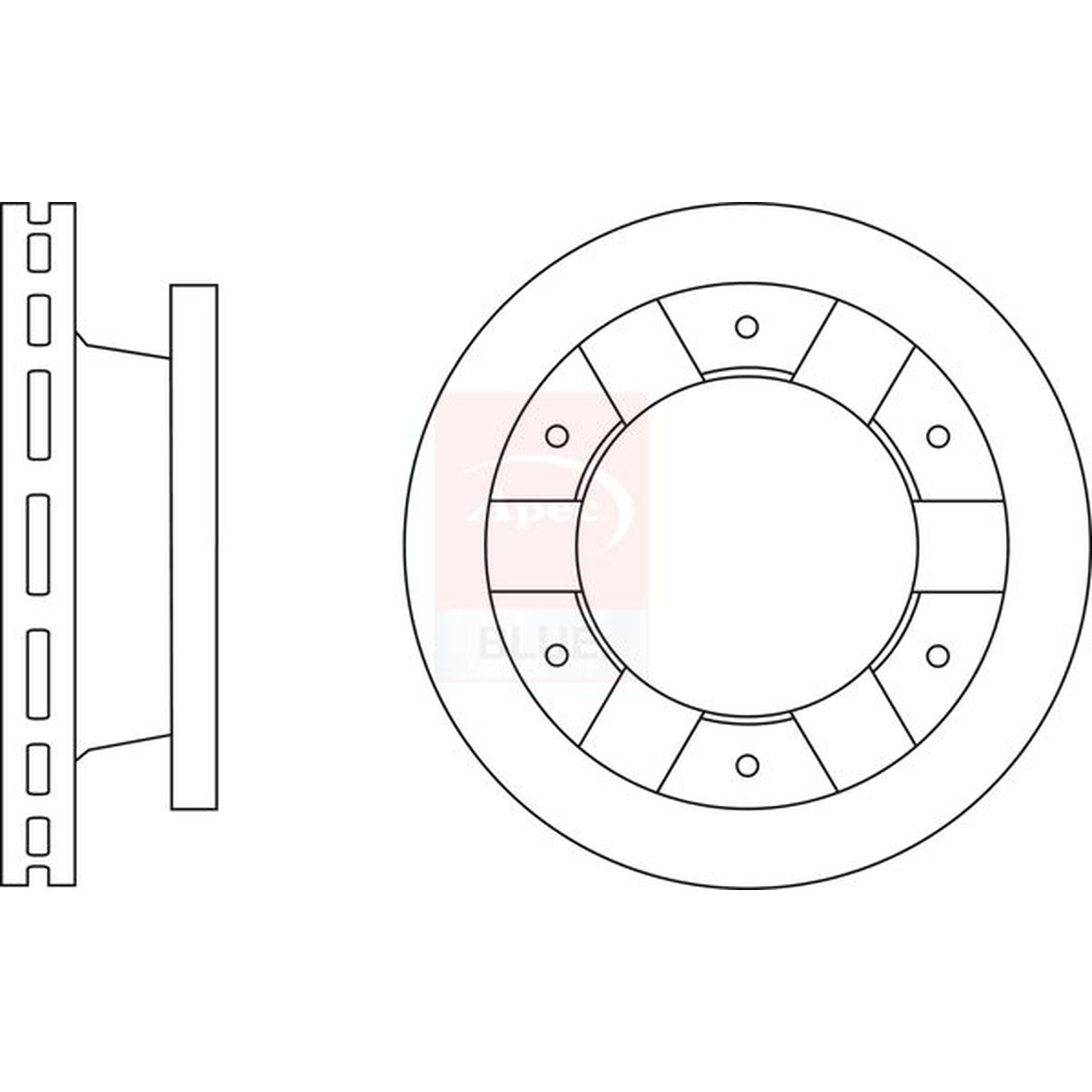 Apec Blue Vented Brake Disc - SDK7325 - Fits Mitsubishi - OE Specification