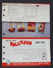 1 sheet Dealer Trade Brochure Ball-o-Fun Rope Toys Johson Research Anniston AL