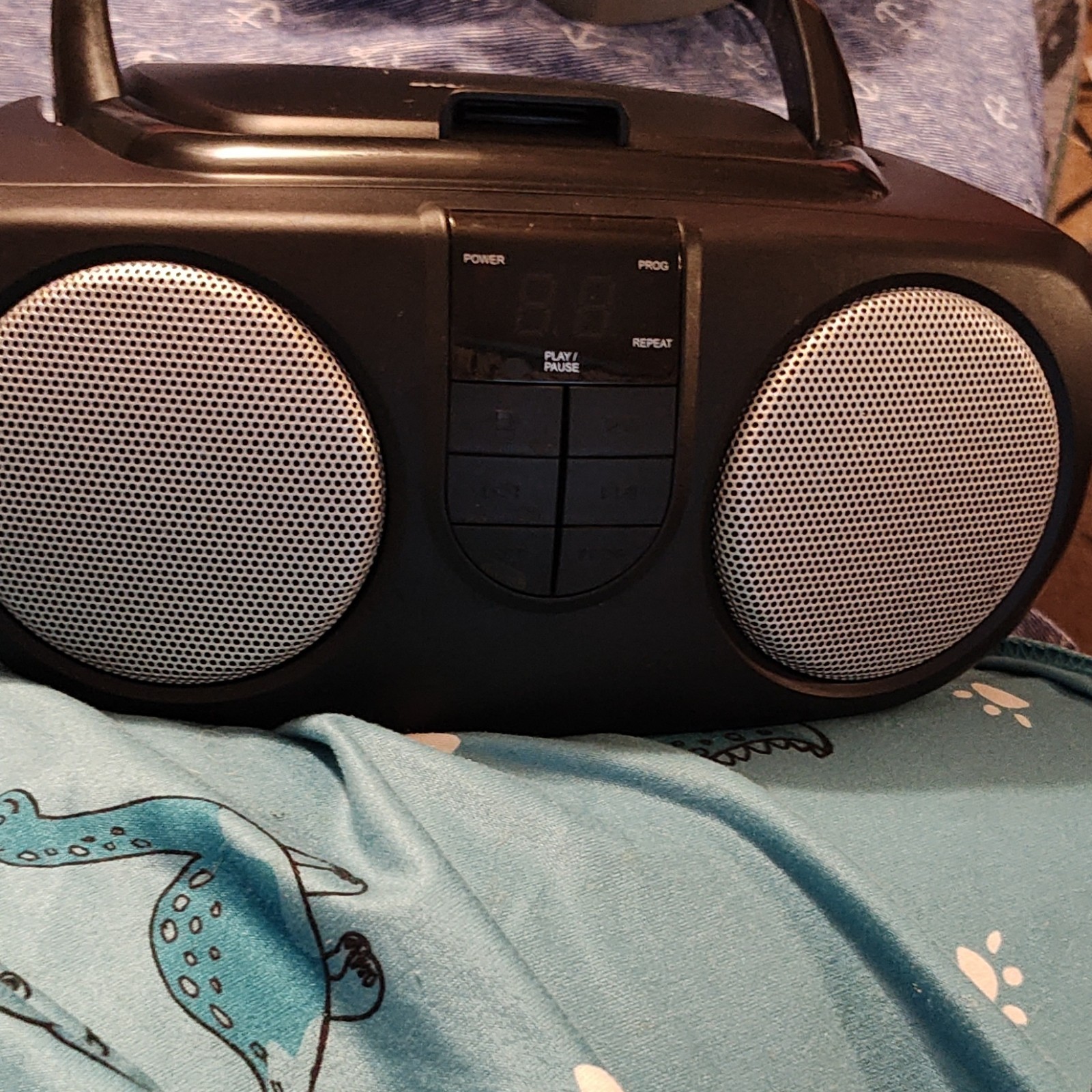 SYLVANIA SRCD243M-C Portable CD Boombox Black AM/FM Radio CD