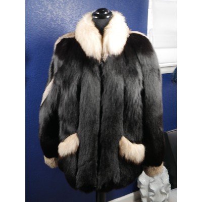 Gorgeous Black & Crystal Fox Fur Coat Jacket