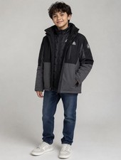 Reebok 3-in-1 Winter Jacket Coat Youth Size 10/12 Black Gray