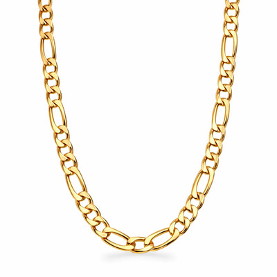 Italian 1/200 14k Yellow Gold Overlay Figaro Link Chain Necklace Cadena