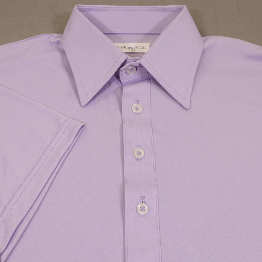 Collars & Co Polo Shirt Mens Small Purple Dress Collar Golf Polyester Casual