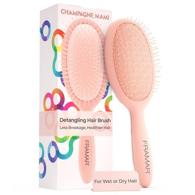 FRAMAR Detangle Haarbürste Damen - Nass 1 Stück (1er Pack), Champagner 