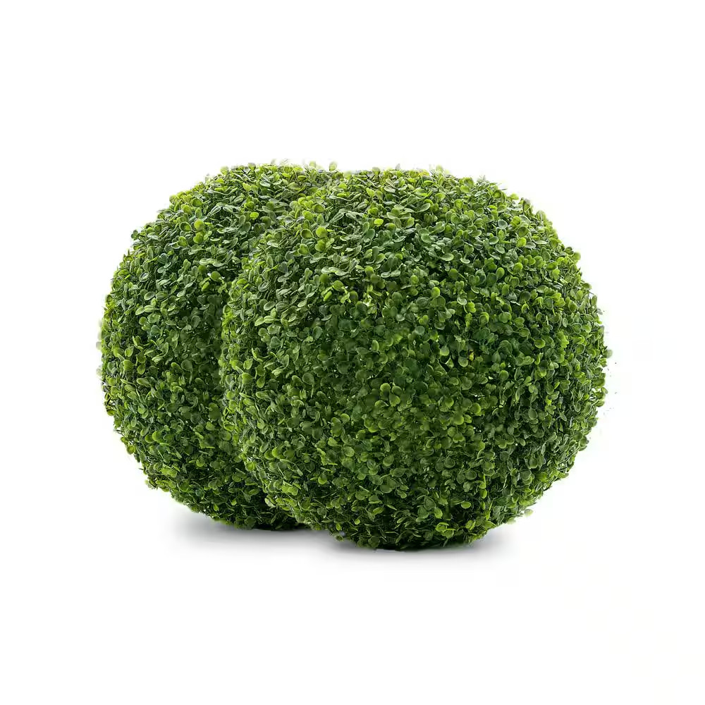 Boxwood 13 In. Artificial Foliage Ball Hedges 2 Pieces
