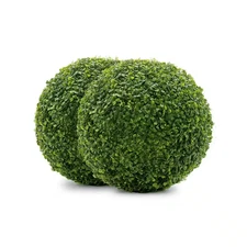 Boxwood 13 In. Artificial Foliage Ball Hedges 2 Pieces