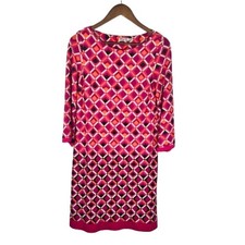 Eliza J Womens Geometric Print Shift Dress Size 8 Pink Colorful Stretchy Comfy