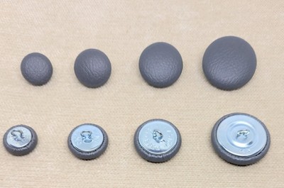 Grau Lissabon Vinyl Schleife Rückseite Polster Knöpfe 15 mm, 19 mm, 23 mm oder 28 mm