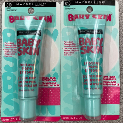2 Count Maybelline Baby Skin Instant Pore Eraser Primer Makeup, Clear