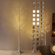 Birch Tree Lights, Set of 3 4FT, 6FT, 8FT , 440 Warm White LED Lights with Time