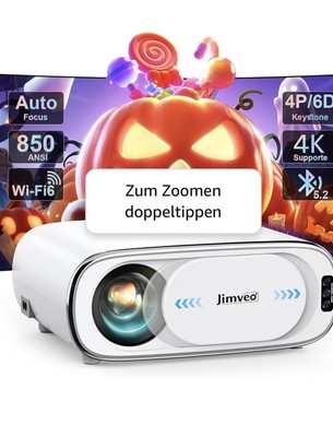 Jimveo E30 Pro Beamer 4K AI-Autofokus 6D Keystone-Korrektur Bluetooth 5.2 in OVP