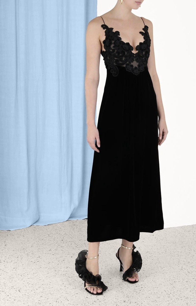 zimmermann black velvet dress Zimmermann Burnout Sheath Dress Black main image 0