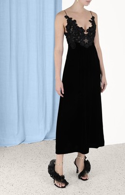 Zimmermann Sensory Midi Dress Black Velvet Embroidery Lace Runway